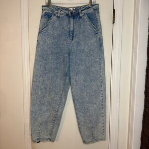 GB Women's Acid Wash High Waisted Pleated Cropped Jeans Size 11